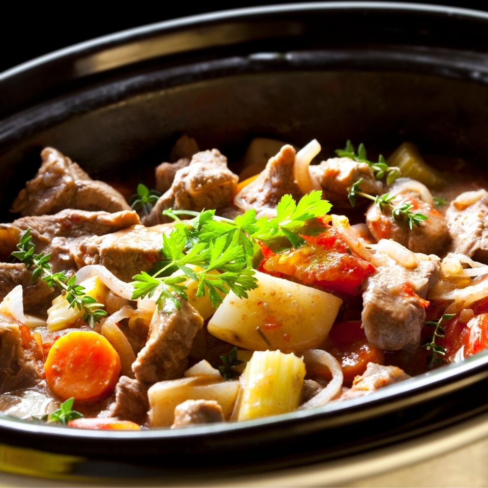 Veal stew with herbs and potatoes